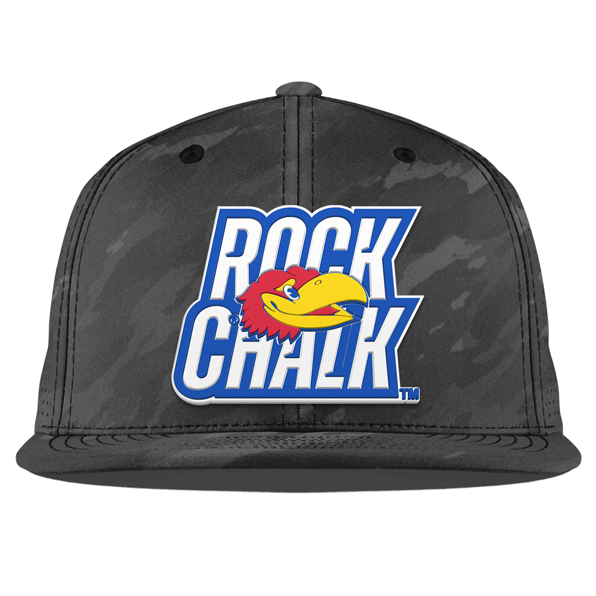 University of Kansas "Kansas Rock Chalk Block" Flat Elite Charcoal Camo
