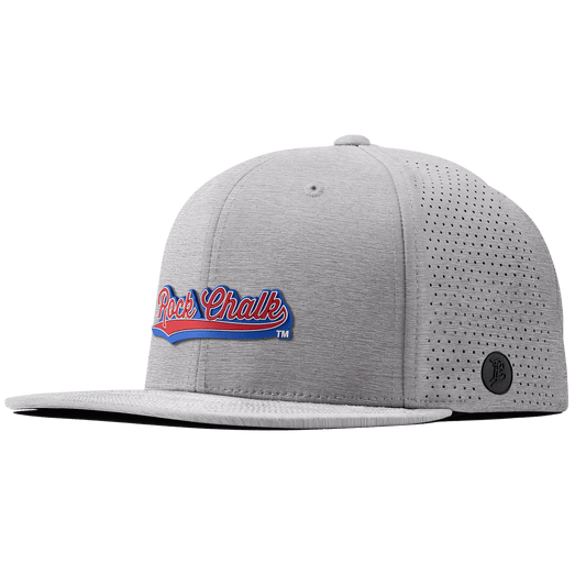 University of Kansas KU "Rock Chalk Red and Blue Script" Flat Elite Heather Gray