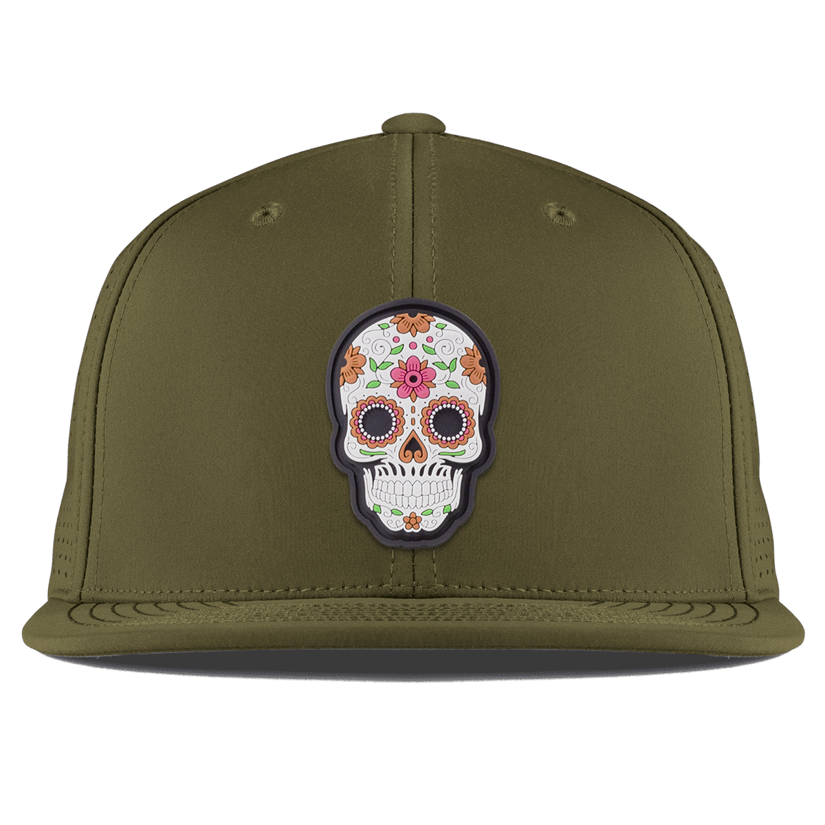 Flower Skull PVC Flat Elite Loden