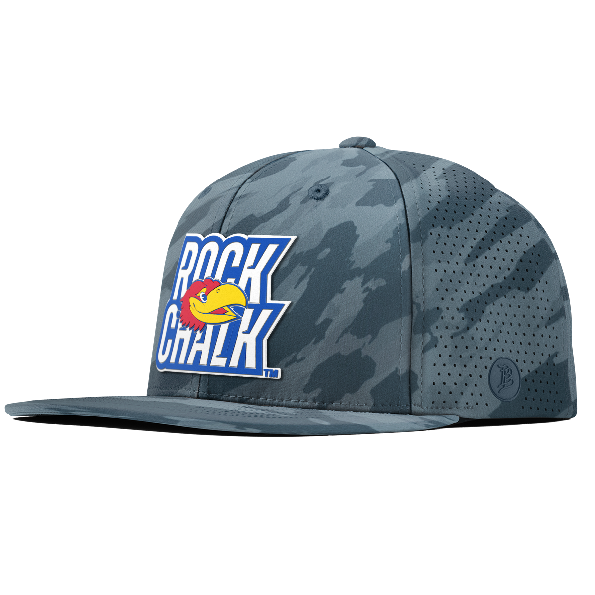 University of Kansas "Kansas Rock Chalk Block" Flat Elite Marine Camo