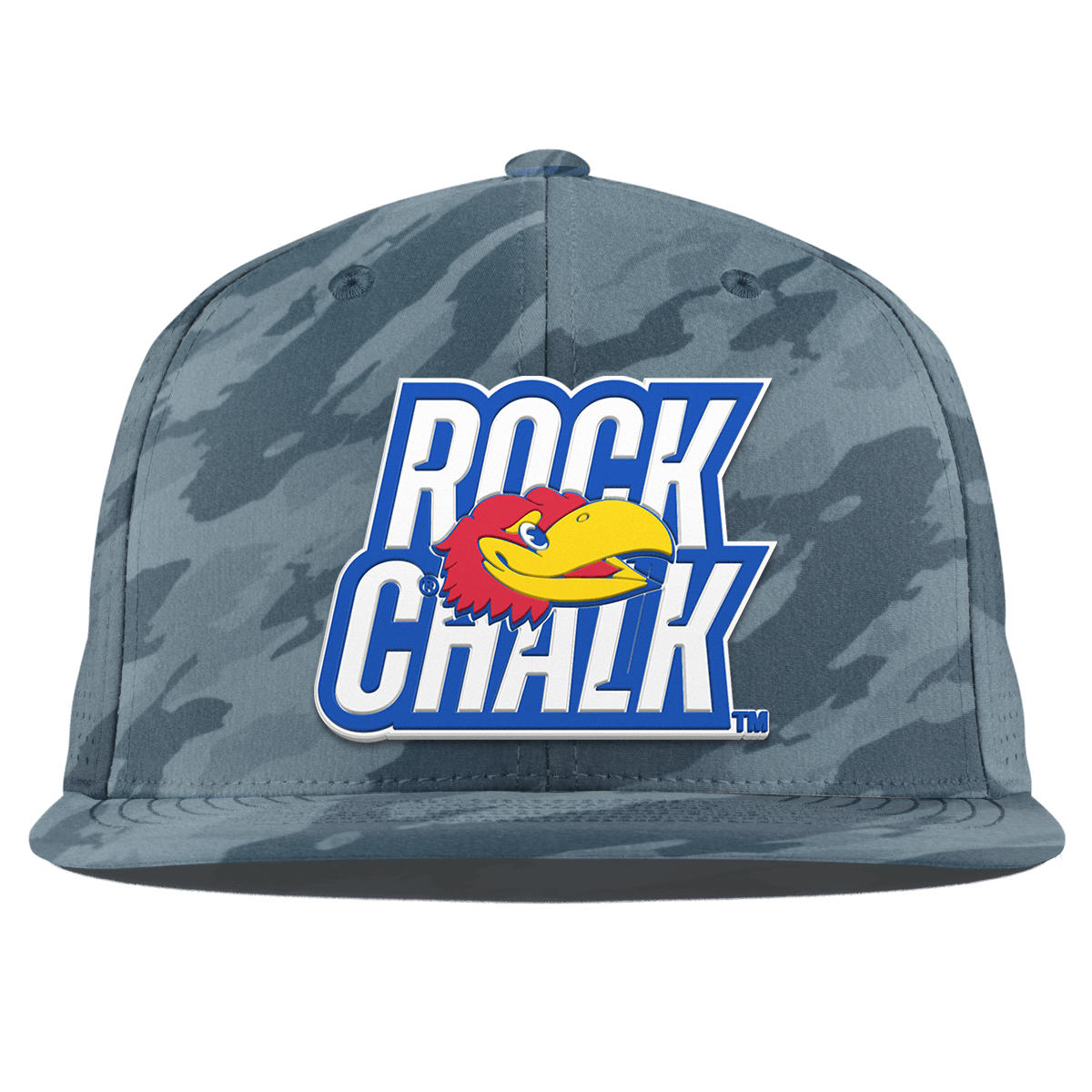 University of Kansas "Kansas Rock Chalk Block" Flat Elite Marine Camo