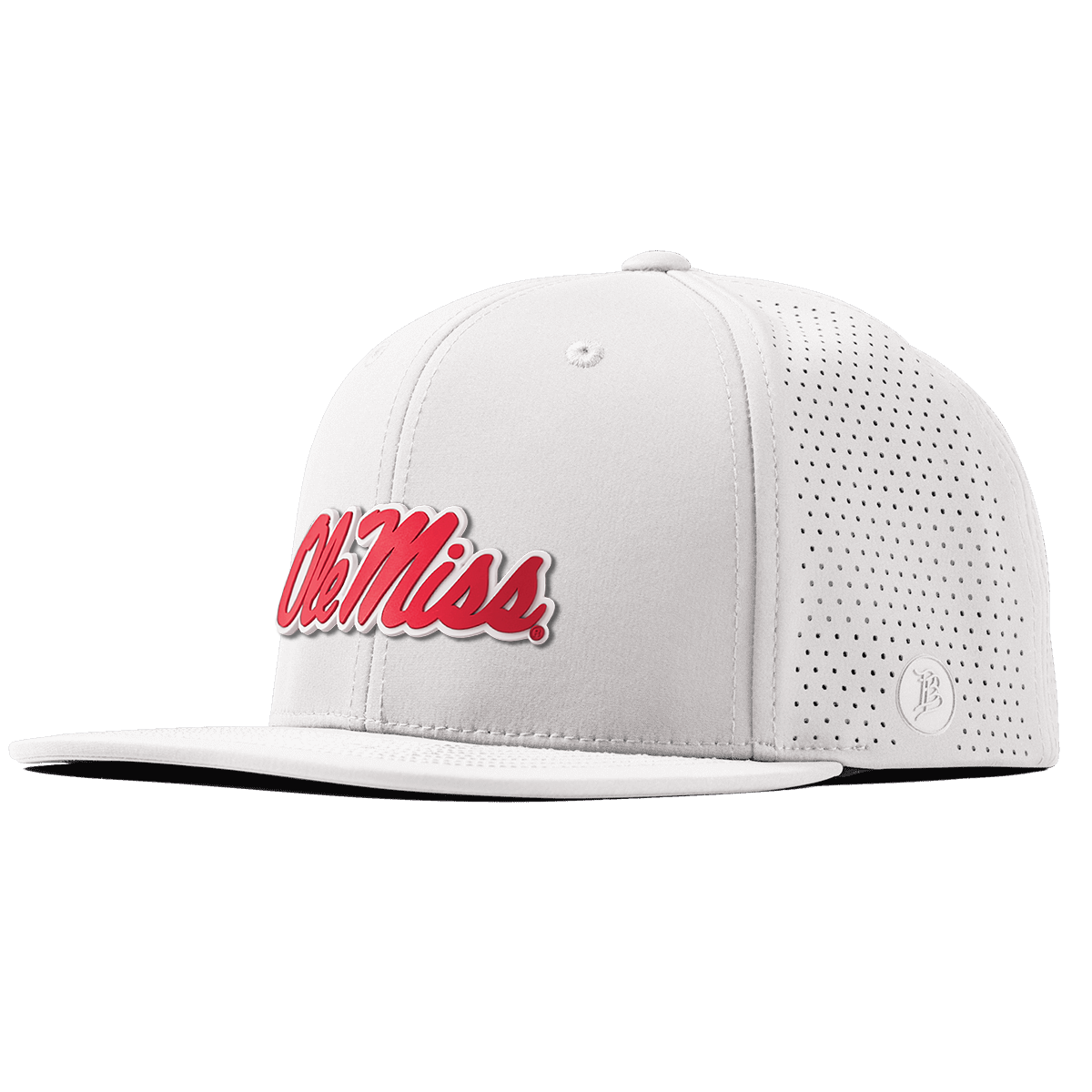 University of Mississippi "Ole Miss Crimson Script" Flat Elite White