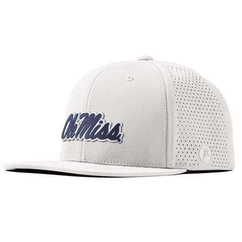 University of Mississippi "Ole Miss Navy Script" Flat Elite White