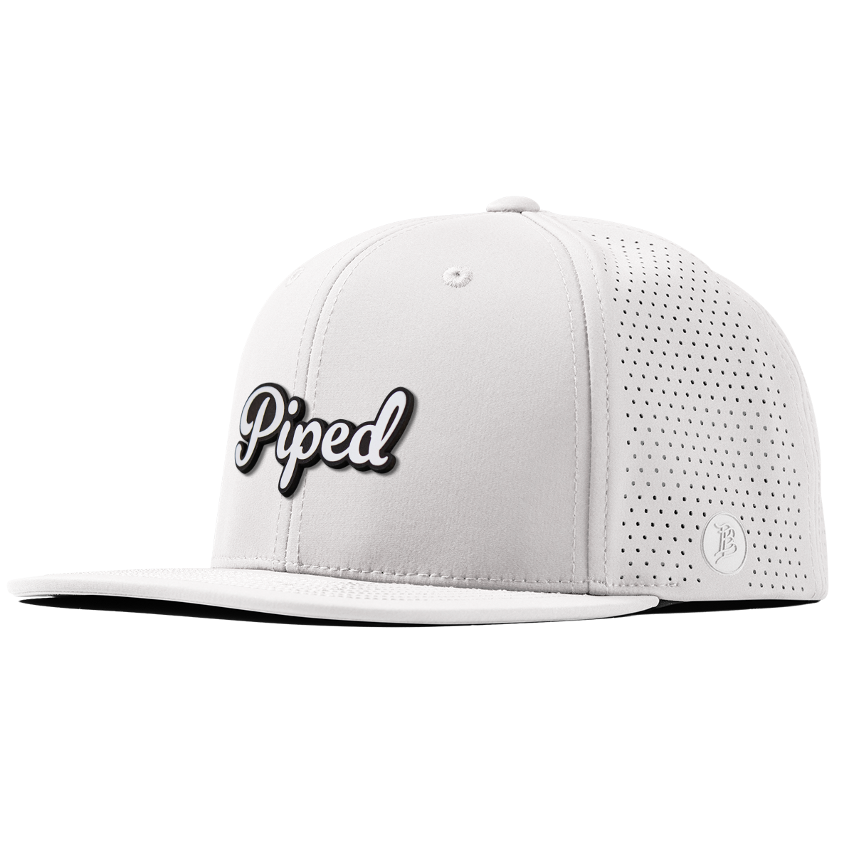 Piped Script Flat Elite White