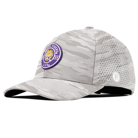Louisiana State University "Geaux LSU Tigers" Curved Elite Arctic Camo