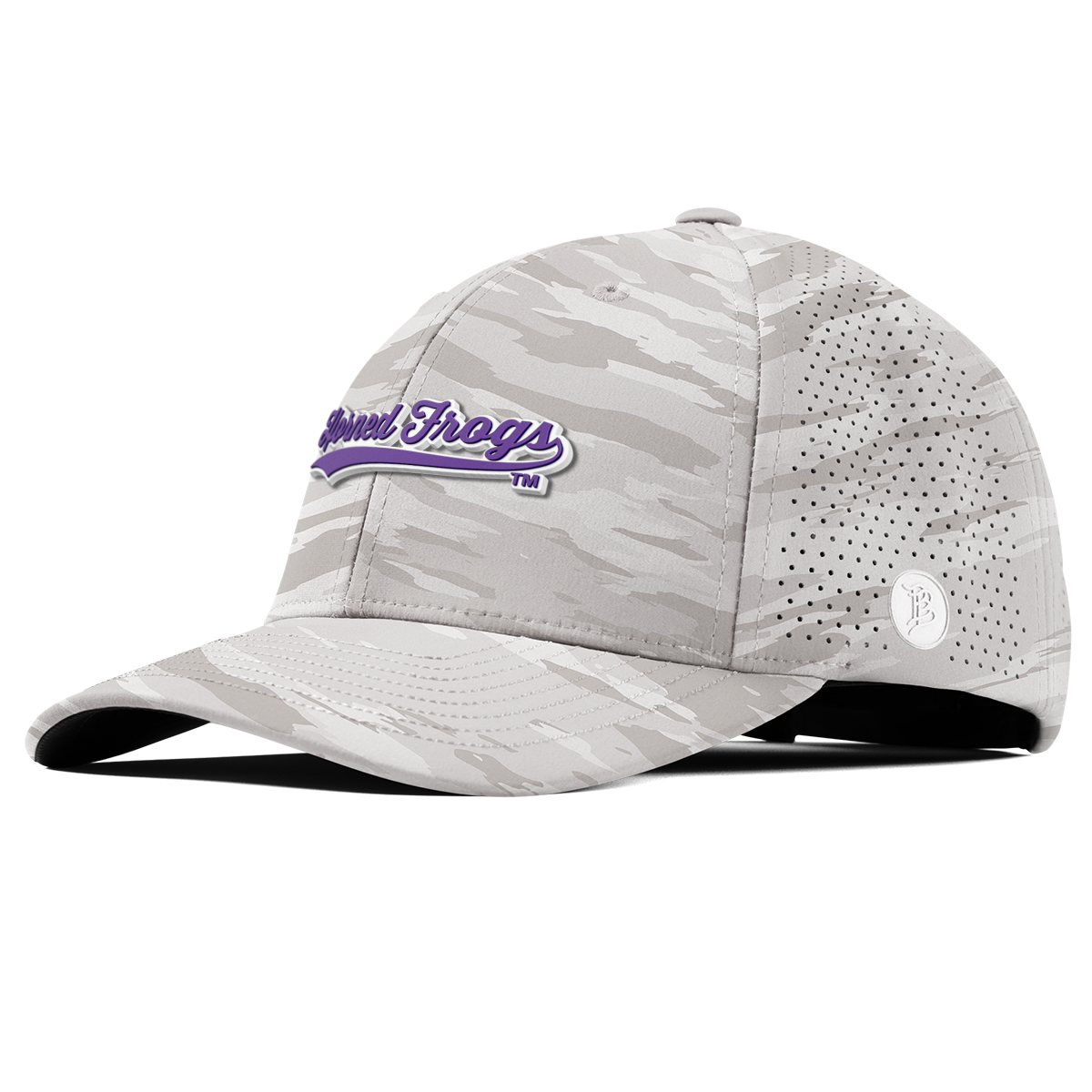 Texas Christian University "TCU Horned Frogs Scripts" Curved Elite Arctic Camo