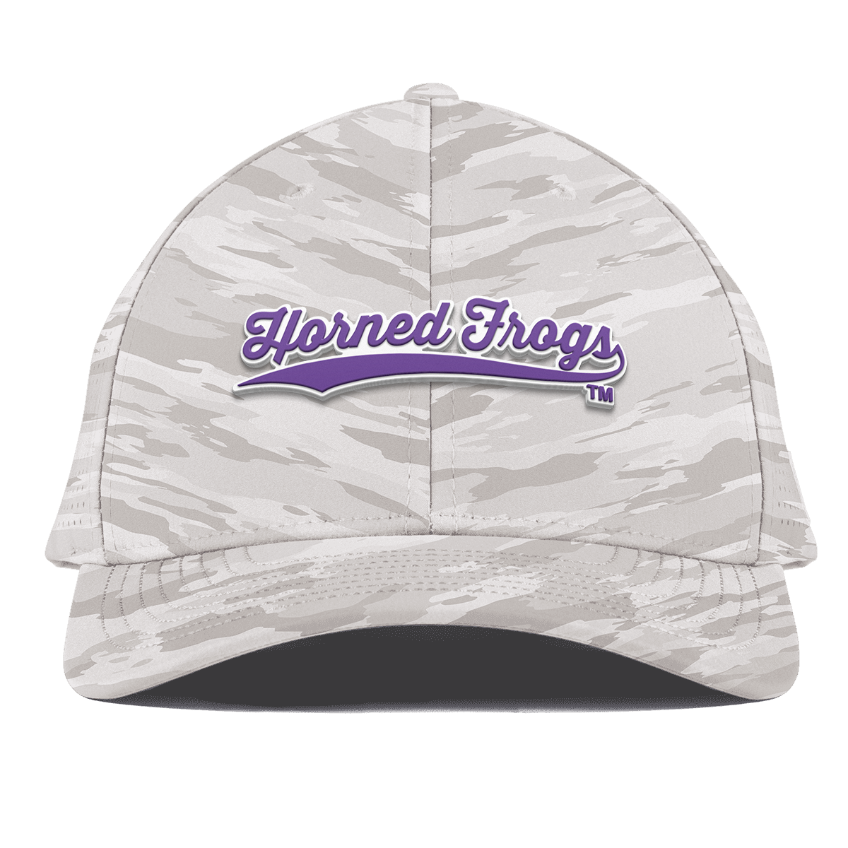 Texas Christian University "TCU Horned Frogs Scripts" Curved Elite Arctic Camo