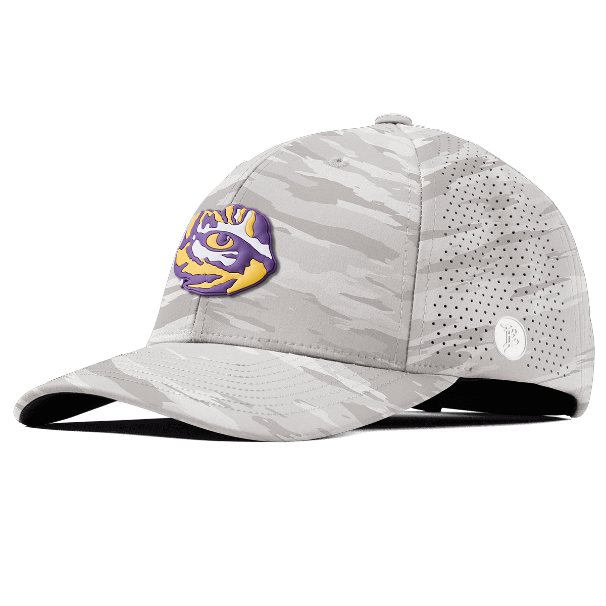 Louisiana State University "LSU Tiger Team Logo" Curved Elite Arctic Camo