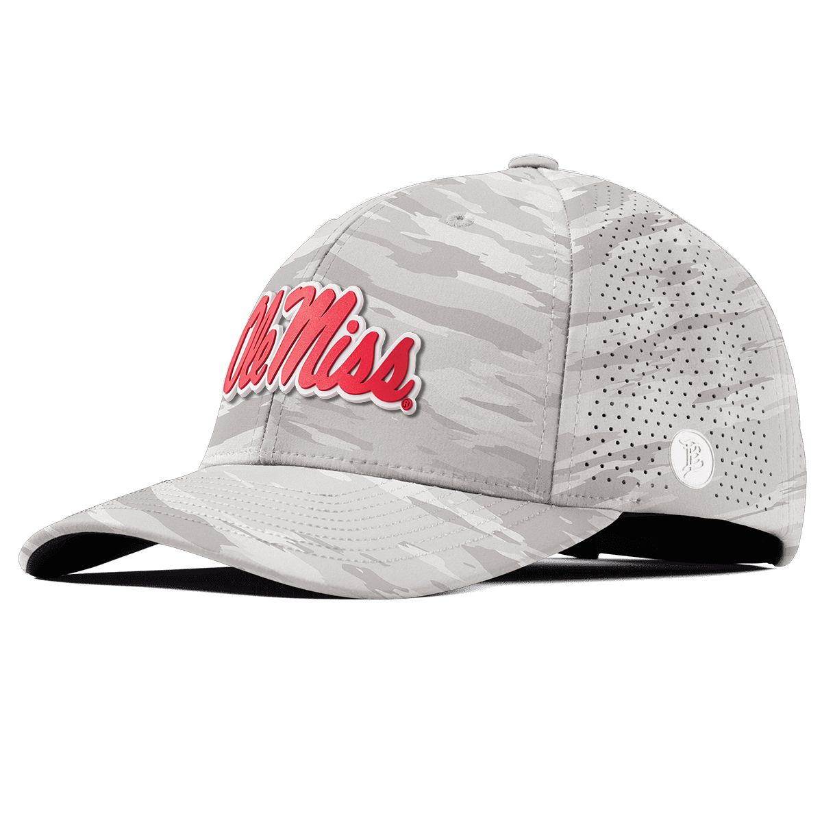 University of Mississippi "Ole Miss Crimson Script" Curved Elite Arctic Camo
