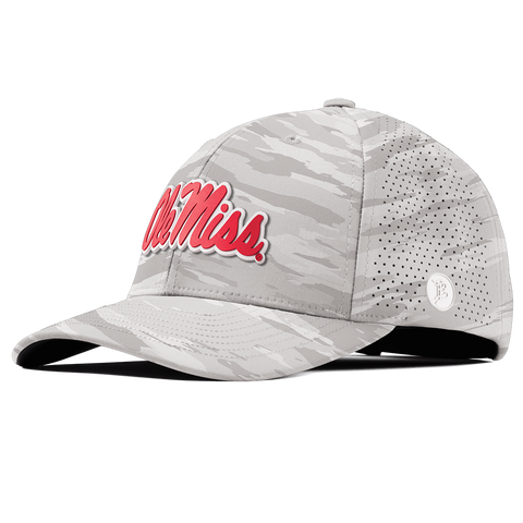 University of Mississippi "Ole Miss Crimson Script" Curved Elite Arctic Camo