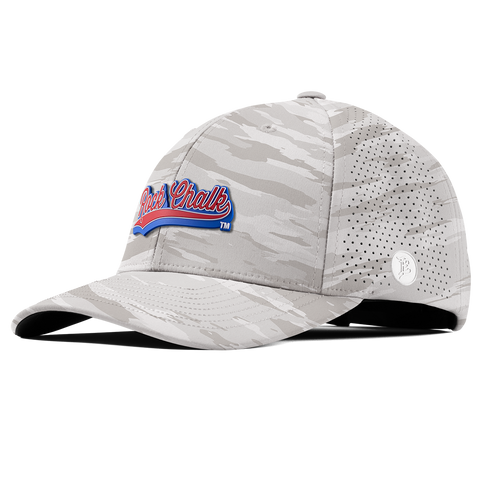 University of Kansas KU "Rock Chalk Red and Blue Script" Curved Elite Arctic Camo