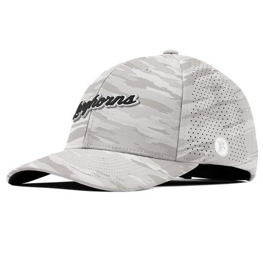 University of Texas "Vintage Texas Longhorn Script" Curved Elite Arctic Camo