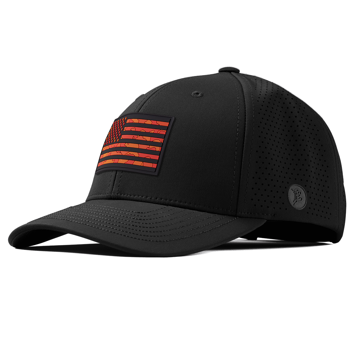 Blaze Orange Camo Old Glory Elite Curved | Premium Headwear | Branded Bills