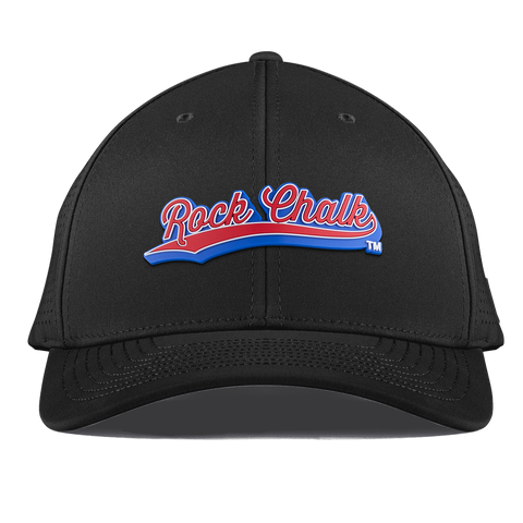 University of Kansas KU "Rock Chalk Red and Blue Script" Curved Elite Black