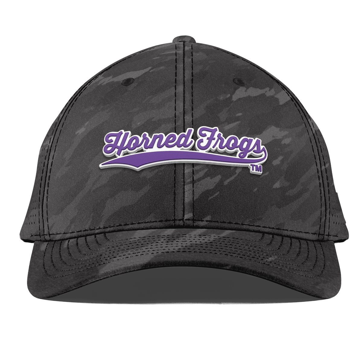 Texas Christian University "TCU Horned Frogs Scripts" Curved Elite Charcoal Camo