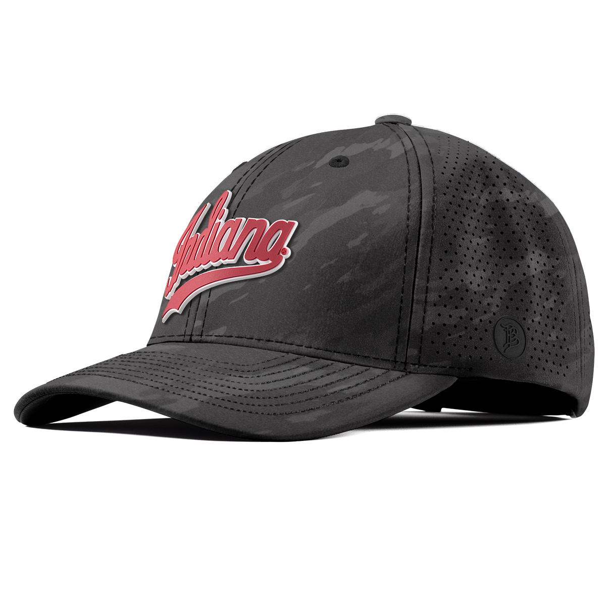 Indiana University "Indiana Script" Curved Elite Charcoal Camo