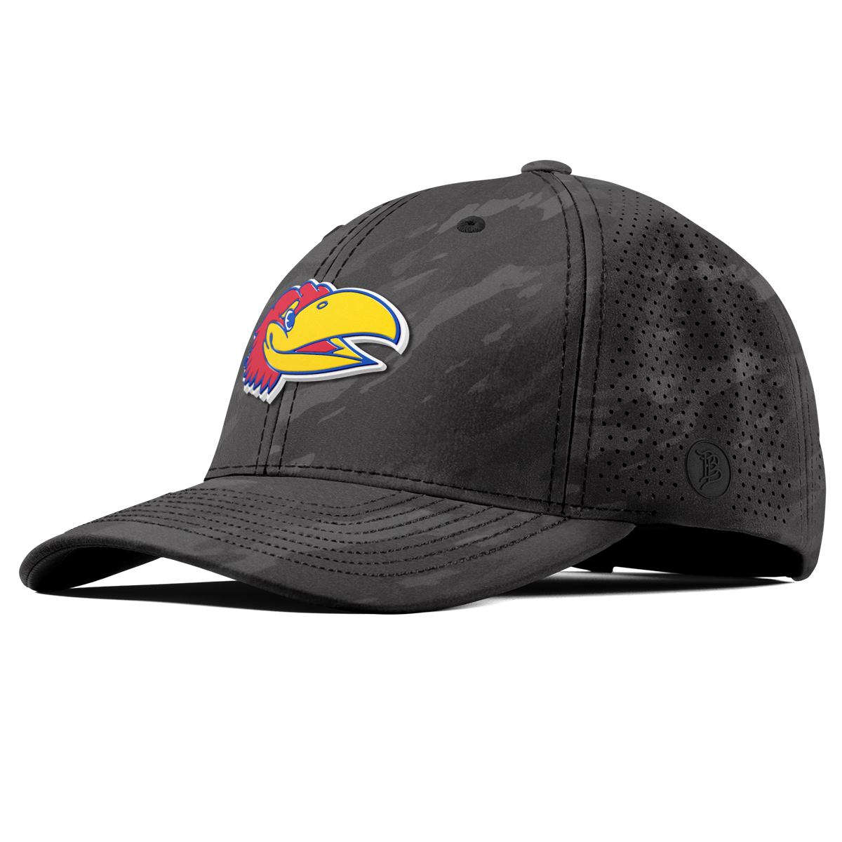 University of Kansas "KU Big Jay" Curved Elite Charcoal Camo