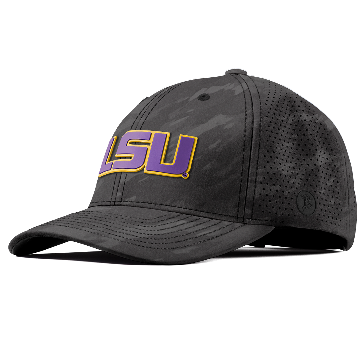 Louisiana State University "LSU Block" Curved Elite Charcoal Camo