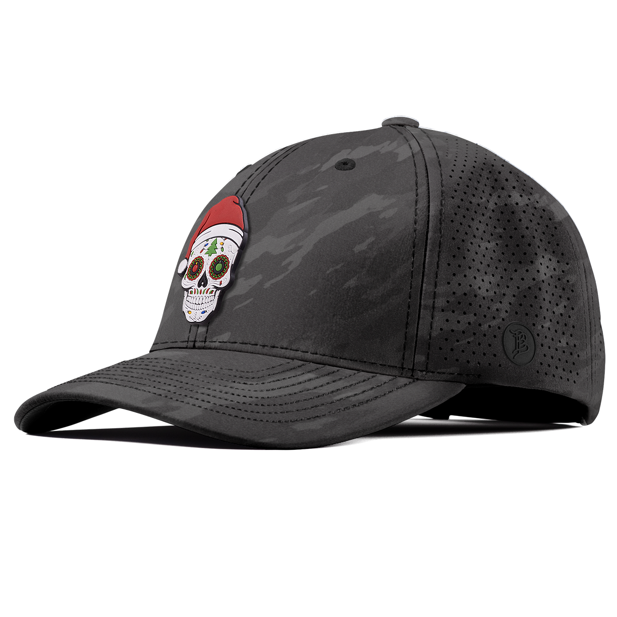 Santa Skull PVC Curved Elite Charcoal Camo