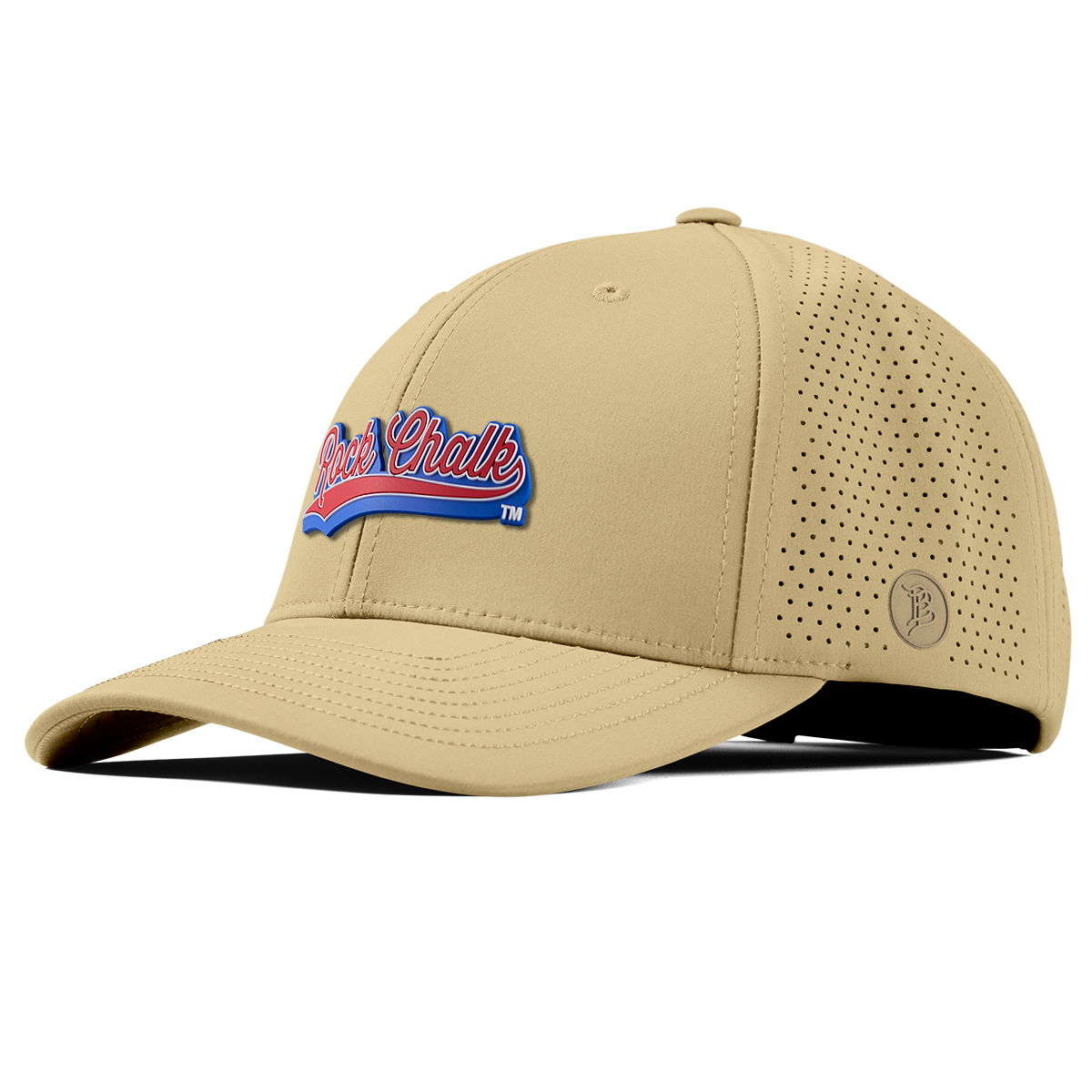 University of Kansas KU "Rock Chalk Red and Blue Script" Curved Elite Desert