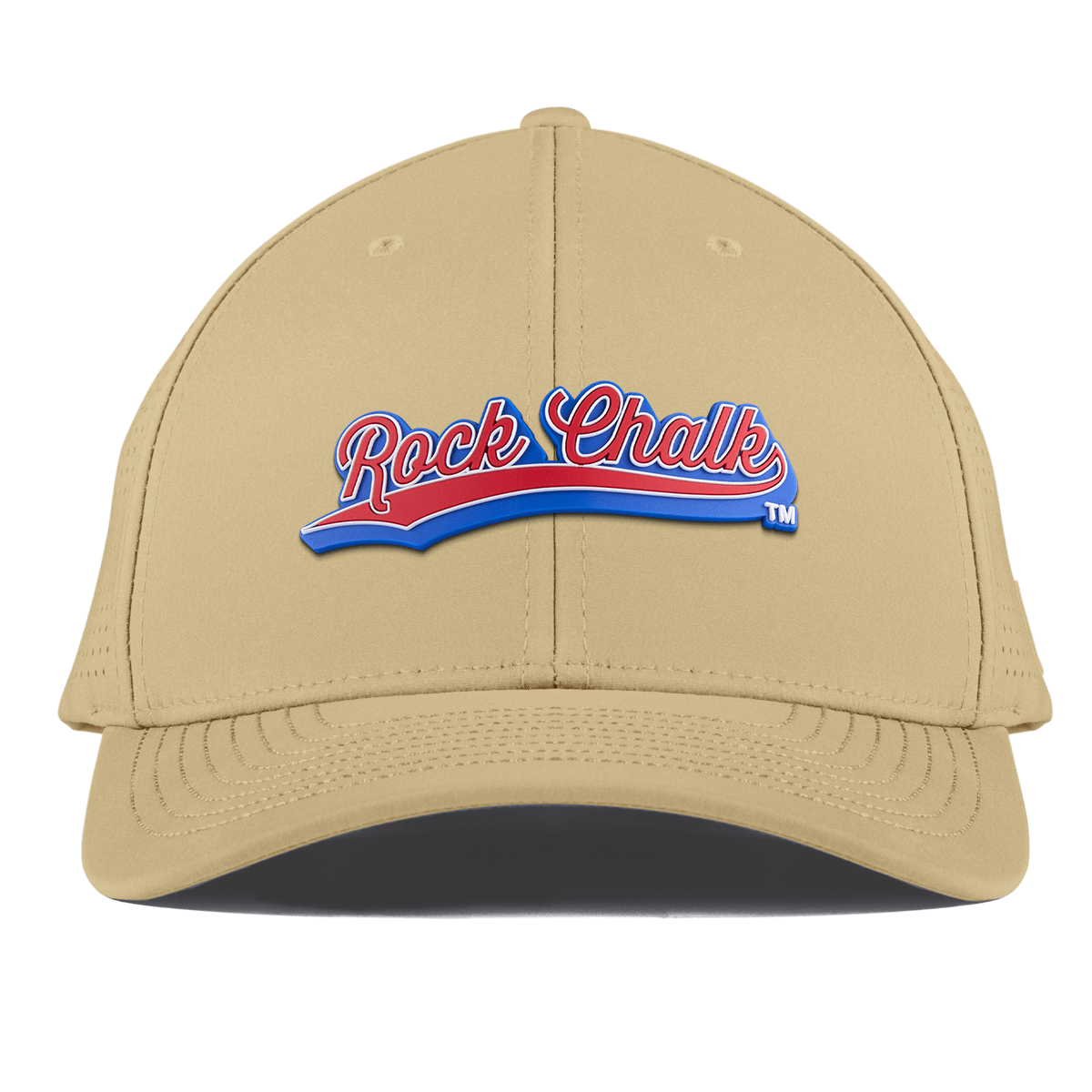 University of Kansas KU "Rock Chalk Red and Blue Script" Curved Elite Desert