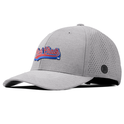 University of Kansas KU "Rock Chalk Red and Blue Script" Curved Elite Heather Gray