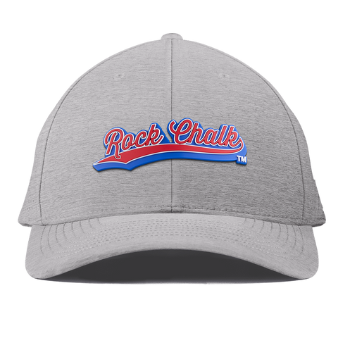 University of Kansas KU "Rock Chalk Red and Blue Script" Curved Elite Heather Gray