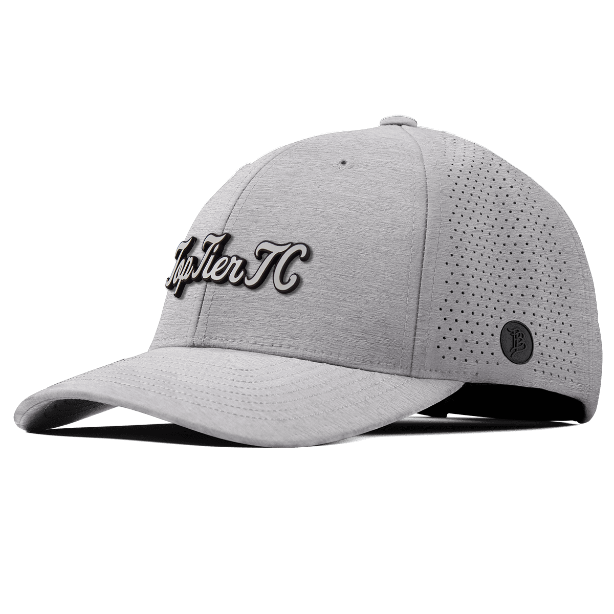 Top Tier Script White Elite Curved Heather Gray