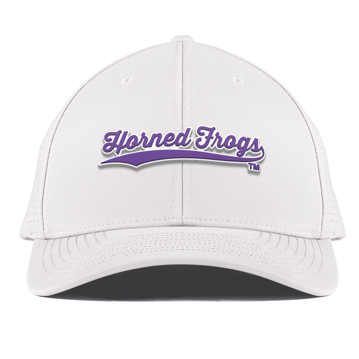 Texas Christian University "TCU Horned Frogs Scripts" Curved Elite White