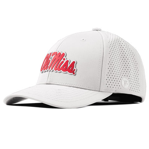 University of Mississippi "Ole Miss Crimson Script" Curved Elite White