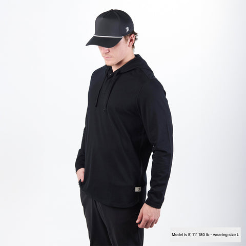 Cortaro™ Hooded Henley Model Black