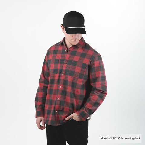 Myca™  Plaid Button-Up Model Red