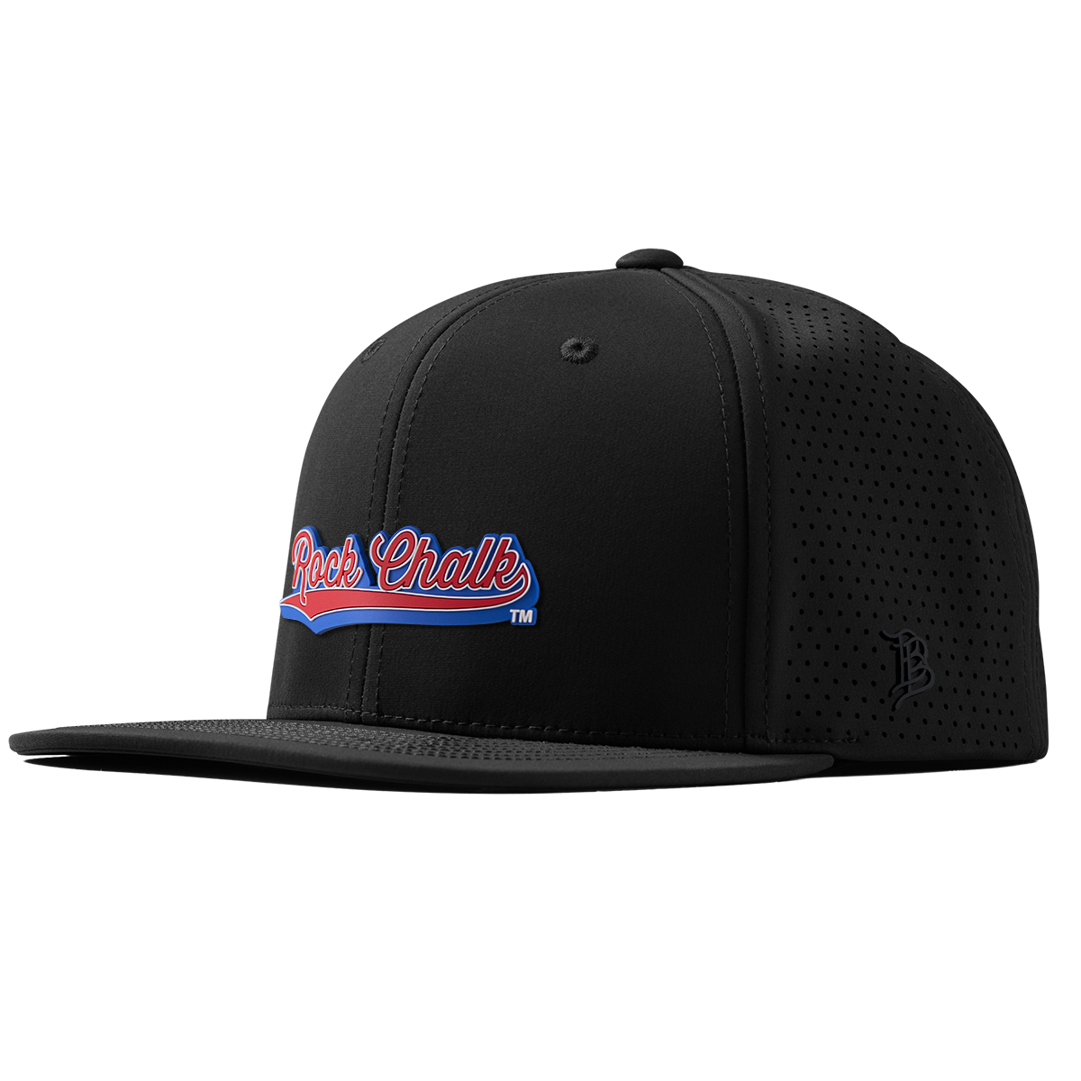 University of Kansas "KU Rock Chalk Red and Blue Script" Flat Elite XGen™ Black