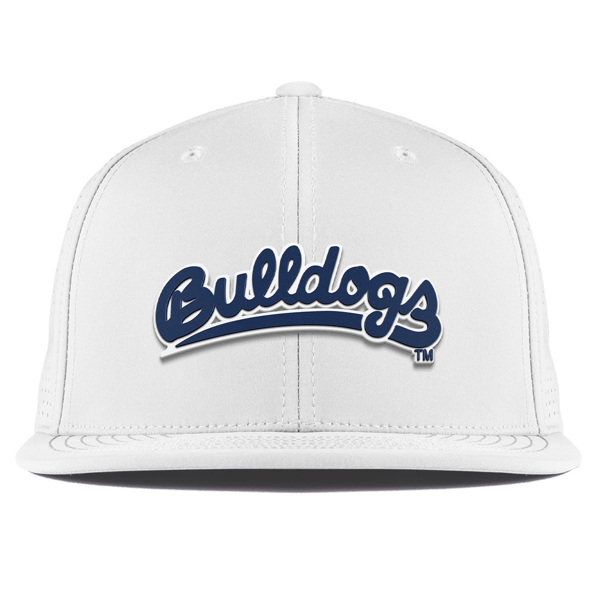 Fresno State University "Bulldogs Script Navy" Flat Elite XGen™ White