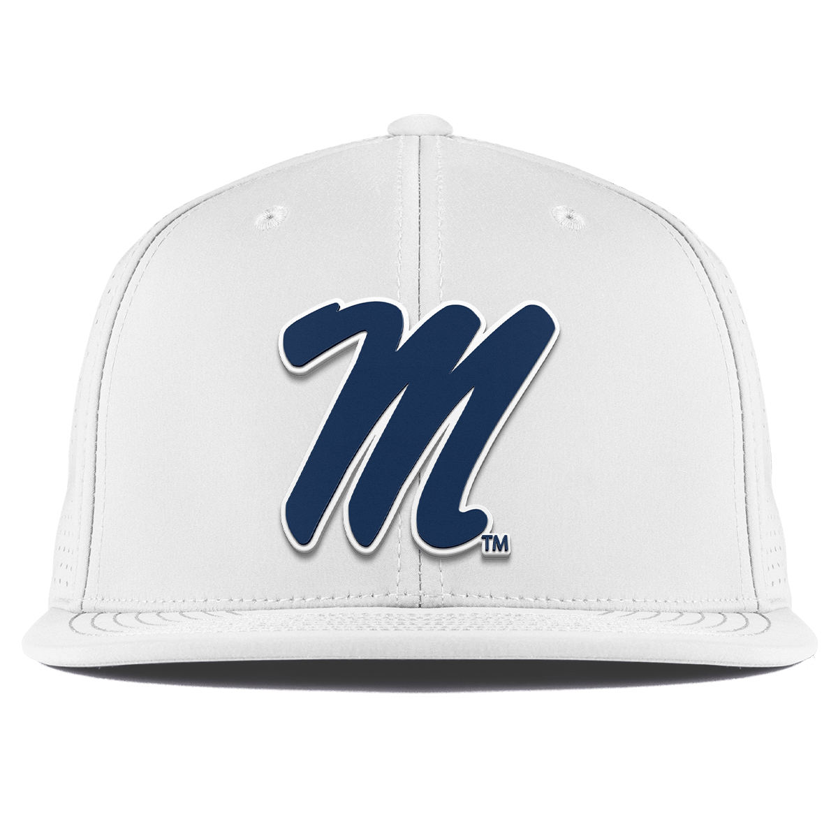 University of Mississippi "Ole Miss Block M Navy" Flat Elite XGen™ White