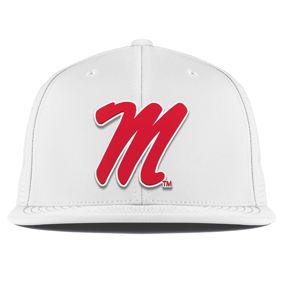 University of Mississippi "Ole Miss Block M Red" Flat Elite XGen™ White