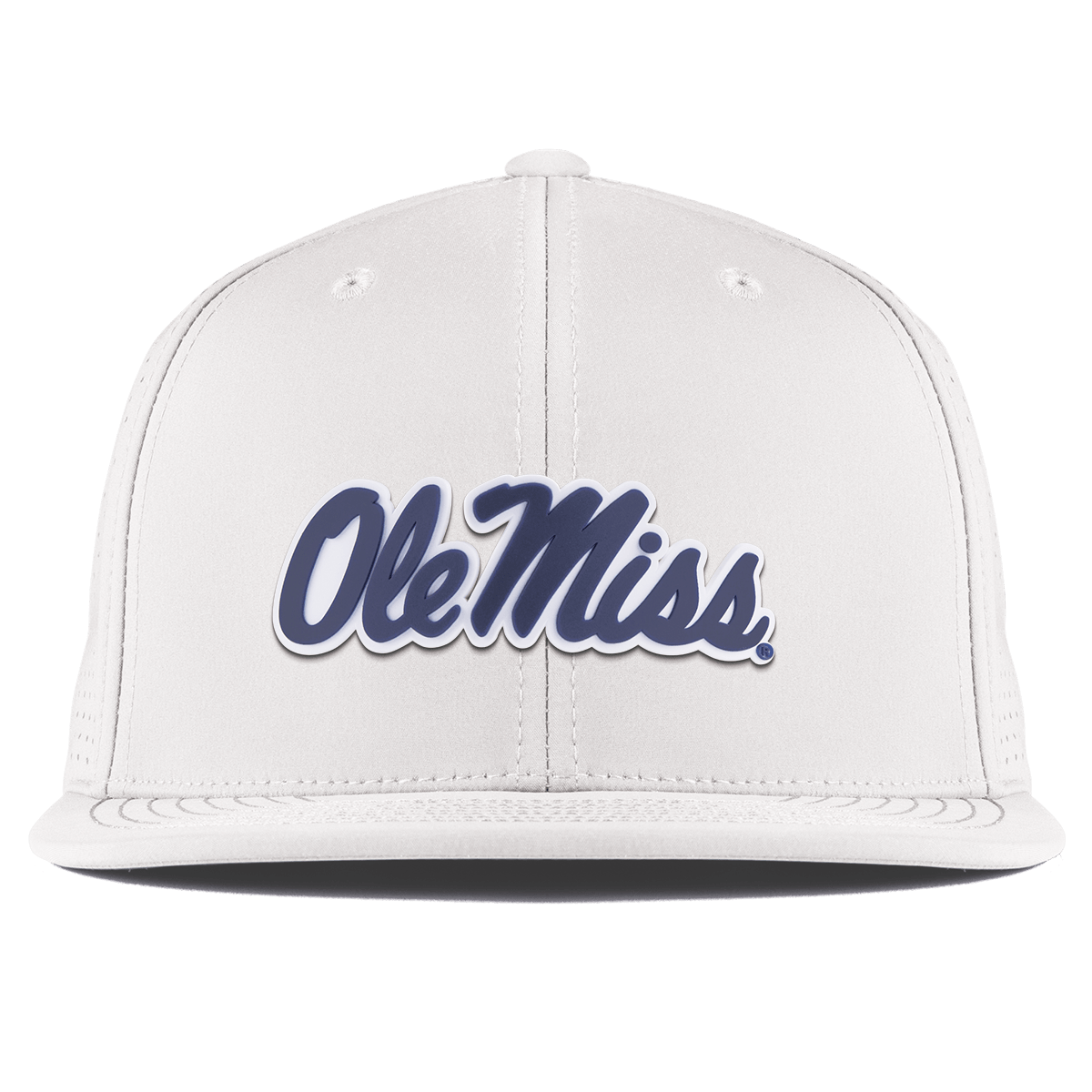 University of Mississippi "Ole Miss Navy Script" Flat Elite XGen™ White