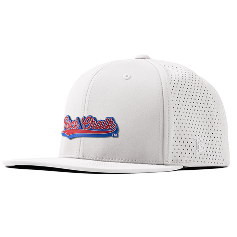 University of Kansas "KU Rock Chalk Red and Blue Script" Flat Elite XGen™ White