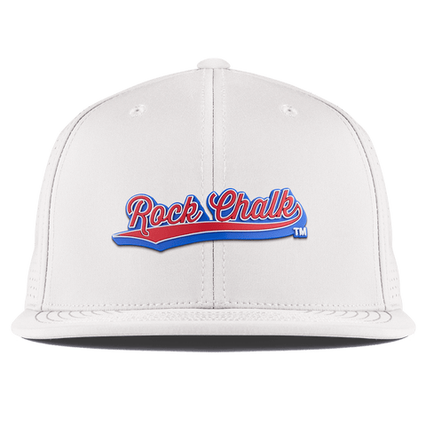 University of Kansas "KU Rock Chalk Red and Blue Script" Flat Elite XGen™ White