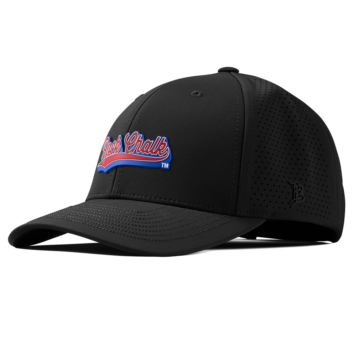 University of Kansas "KU Rock Chalk Red and Blue Script" Curved Elite XGen™ Black