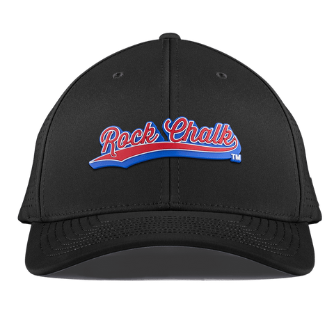 University of Kansas "KU Rock Chalk Red and Blue Script" Curved Elite XGen™ Black