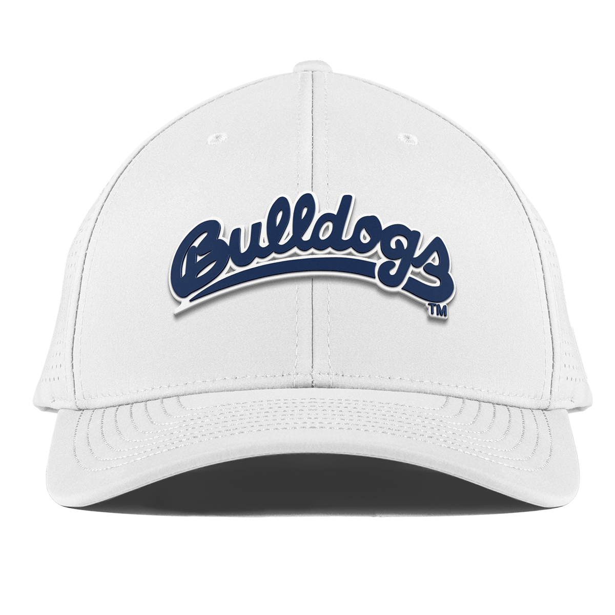 Fresno State University "Bulldogs Script Navy" Curved Elite XGen™ White