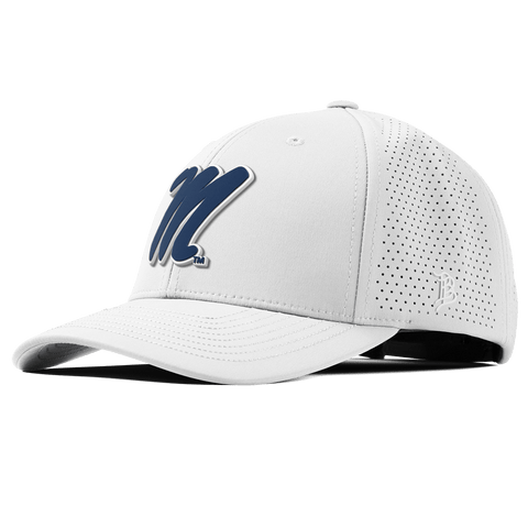 University of Mississippi "Ole Miss Block M Navy" Curved Elite XGen™ White