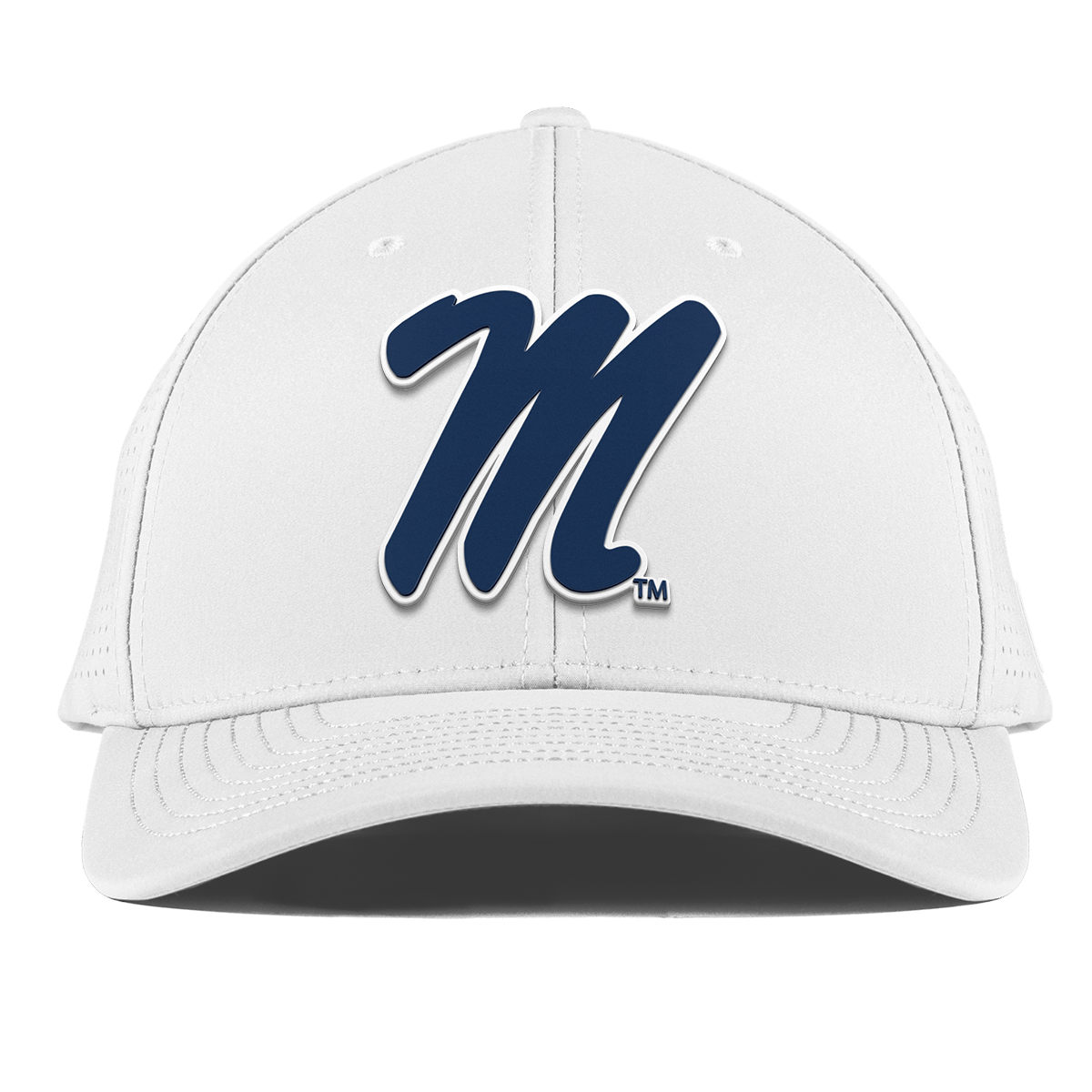 University of Mississippi "Ole Miss Block M Navy" Curved Elite XGen™ White