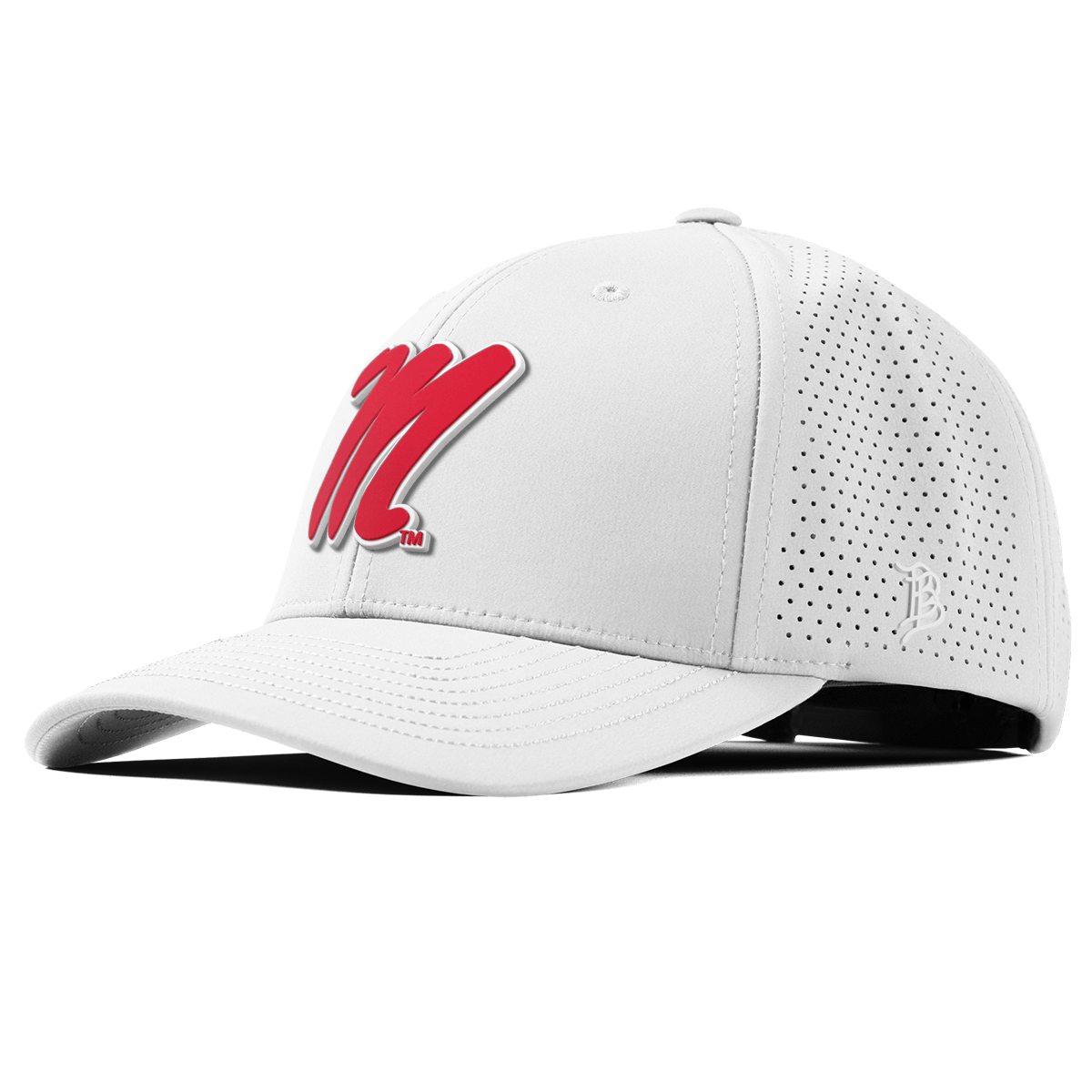 University of Mississippi "Ole Miss Block M Red" Curved Elite XGen™ White