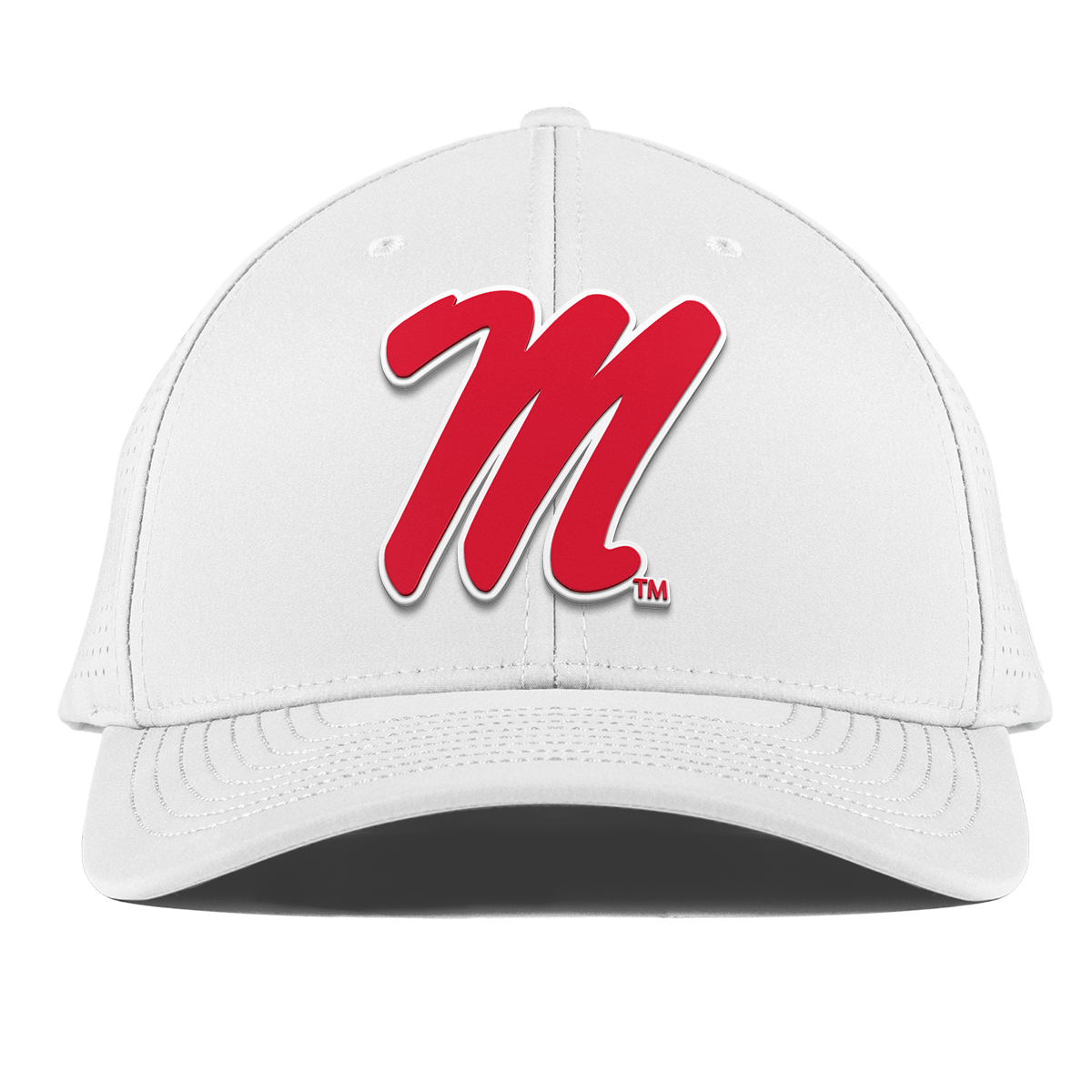 University of Mississippi "Ole Miss Block M Red" Curved Elite XGen™ White
