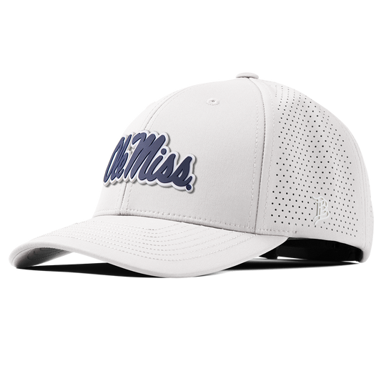 University of Mississippi "Ole Miss Navy Script" Curved Elite XGen™ White