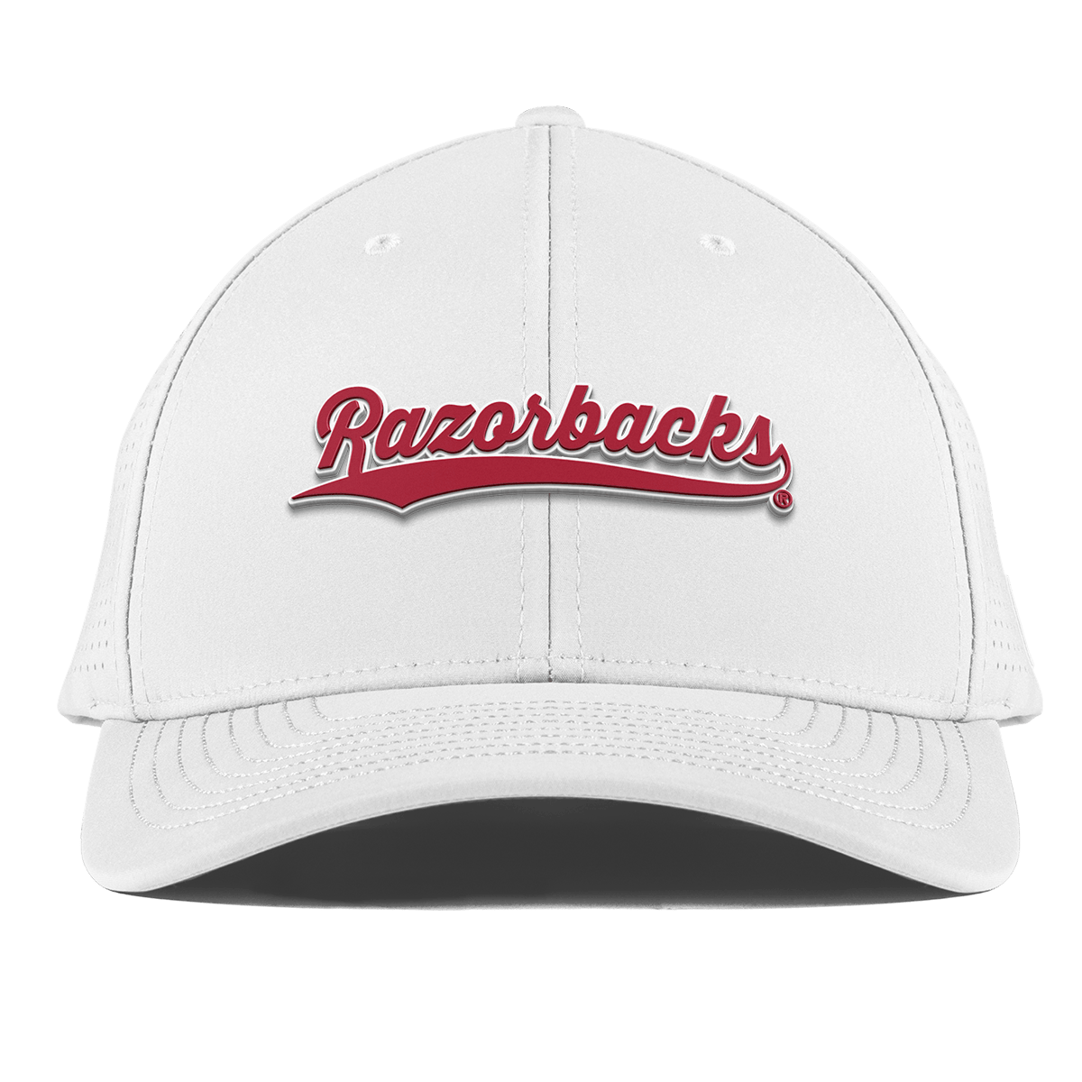 University of Arkansas "Razorback Script" Curved Elite XGen™ White