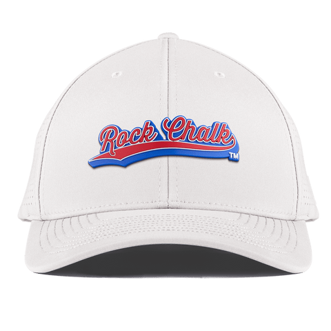 University of Kansas "KU Rock Chalk Red and Blue Script" Curved Elite XGen™ White