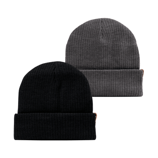 Bare Essential Beanie 2-Pack Black + Charcoal